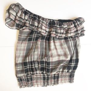 bebe  Ruffle One shoulder blouse